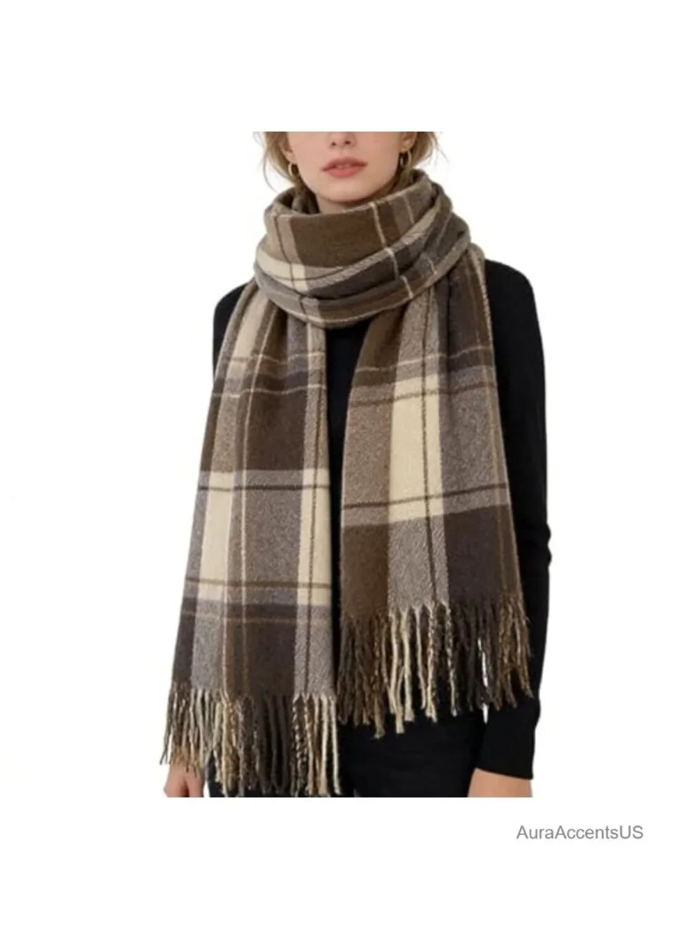 Winter Plaid Scarf for Women Warm Cozy Long Shawl Wrap Scottish Tartan Blanket
